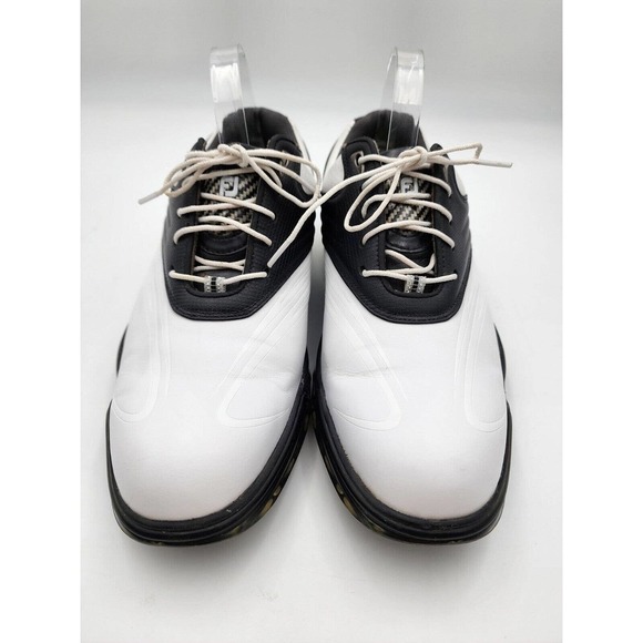 FootJoy Sport White and Black Leather Spike Golf Shoe Style 53156 Men Sz 10.5 M - Picture 4 of 9